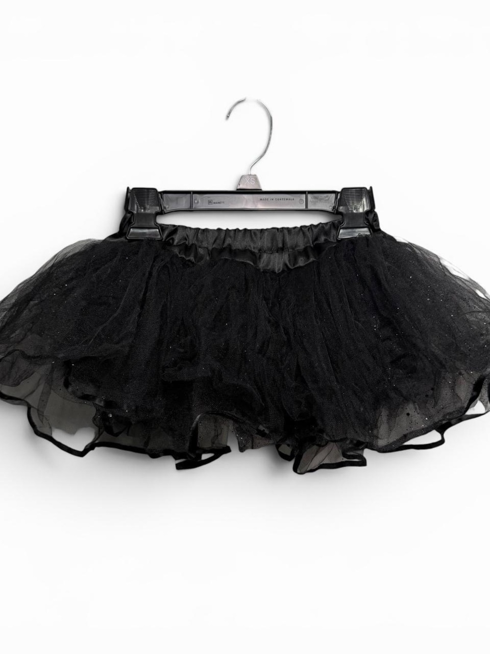 Gothic Black Ruffle Tutu Sheer Layered Mini Skirt with Glitter